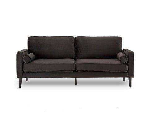 Sarantino Faux Velvet Sofa Bed Couch Furniture Lounge Suite - Black