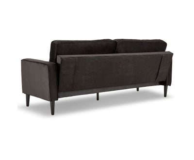 Sarantino Faux Velvet Sofa Bed Couch Furniture Lounge Suite - Black