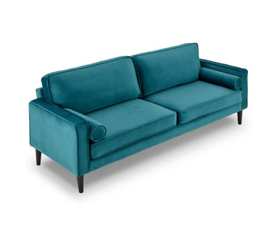 Sarantino Faux Velvet Sofa Bed Couch Furniture Lounge Suite Seat Blue