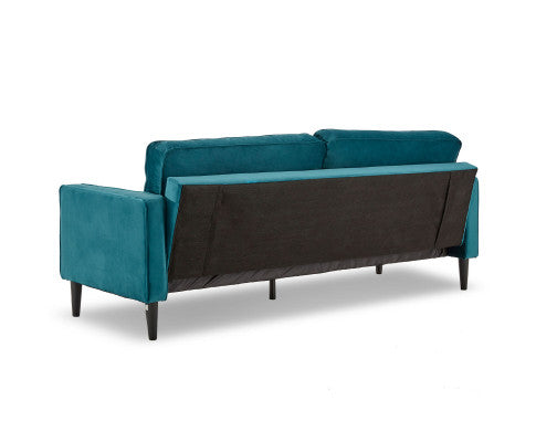 Sarantino Faux Velvet Sofa Bed Couch Furniture Lounge Suite Seat Blue