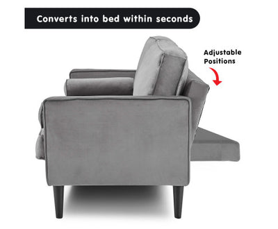 Sarantino Faux Velvet Sofa Bed Couch Furniture Lounge Suite Seat Grey