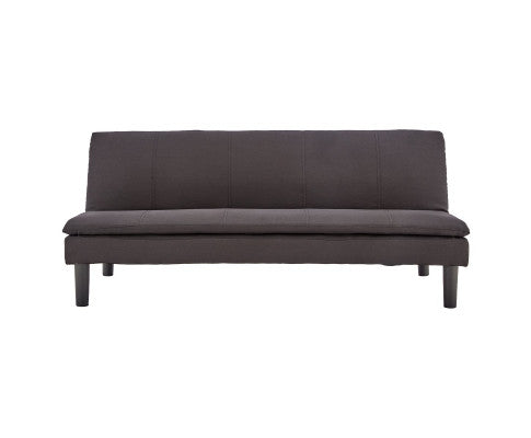 Sarantino 3 Seater Modular Faux Linen Fabric Sofa Bed Couch - Black