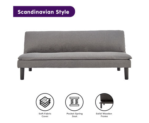 Sarantino 3 Seater Modular Faux Linen Fabric Sofa Bed Couch -Dark Grey