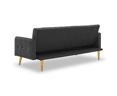 Sarantino 3 Seater Modular Linen Fabric Sofa Bed Couch - Black