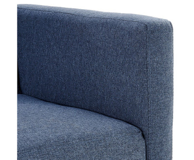 Sarantino Tufted Faux Linen 3-Seater Sofa Bed with Armrests - Blue