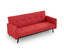 Sarantino Tufted Faux Linen 3-Seater Sofa Bed with Armrests - Red