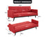 Sarantino Tufted Faux Linen 3-Seater Sofa Bed with Armrests - Red