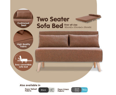 Sarantino 2-Seater Adjustable Sofa Bed Lounge Faux Linen - Brown