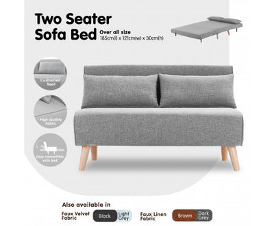 Sarantino 2-Seater Adjustable Sofa Bed Lounge Faux Linen - Grey