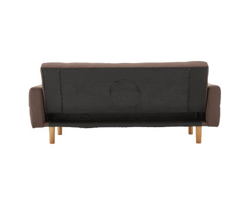 Sarantino 3-Seater Fabric Sofa Bed Futon - Brown