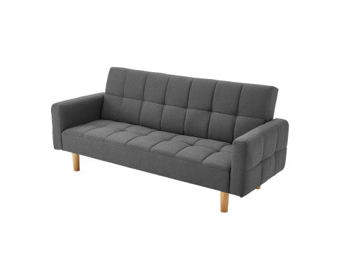 Sarantino 3-Seater Fabric Sofa Bed Futon - Dark Grey