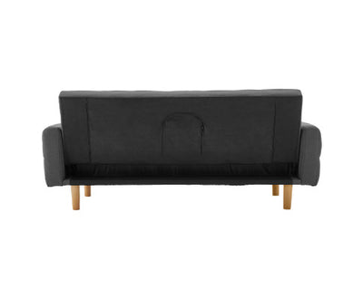 Sarantino 3-Seater Fabric Sofa Bed Futon - Dark Grey