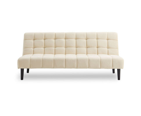 Sarantino Faux Suede Fabric Sofa Bed Furniture Lounge Seat Beige