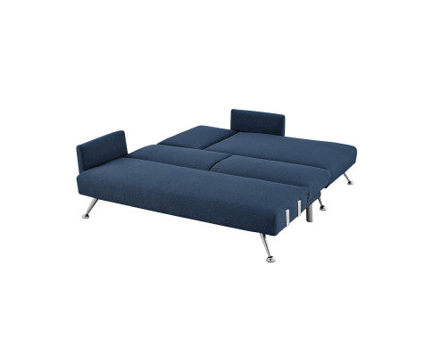 Sarantino Mia 3-Seater Sofa Bed with Chaise & 3 Pillows - Blue