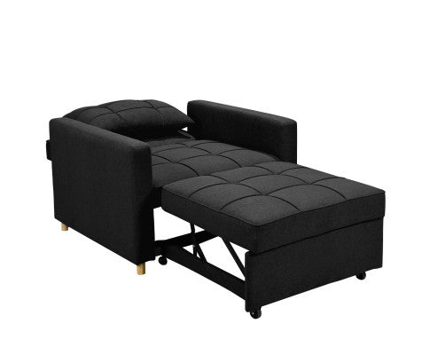 Sarantino Suri 3-in-1 Convertible Lounge Chair Bed - Black