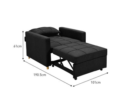 Sarantino Suri 3-in-1 Convertible Lounge Chair Bed - Black