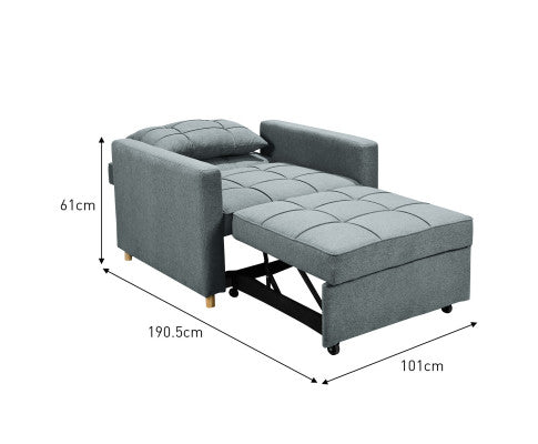 Sarantino Suri 3-in-1 Convertible Sofa Chair Bed - Airforce Blue