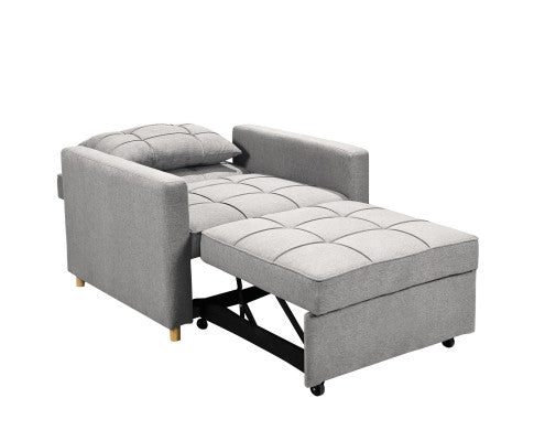 Sarantino Suri 3-in-1 Convertible Sofa Chair Bed Lounger - Light Grey