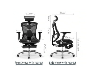 Sihoo Ergonomic Office Chair V1 4D Adjustable High-Back Breathable With Footrest And Lumbar Support Grey