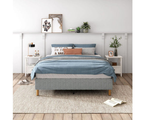 Metal Bedframe Mattress Foundation (Light Grey) – Double