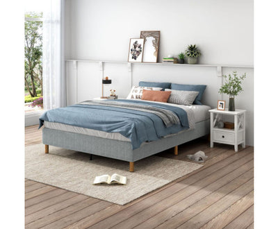 Metal Bedframe Mattress Foundation (Light Grey) – Double