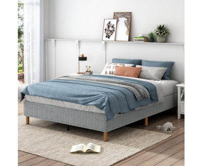 Metal Bedframe Mattress Foundation (Light Grey) – Queen