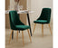 Viva Forever Set of 2 Green Velvet Dining Chairs-Art Deco Design with Gold Metal Legs