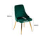 Viva Forever Set of 2 Green Velvet Dining Chairs-Art Deco Design with Gold Metal Legs