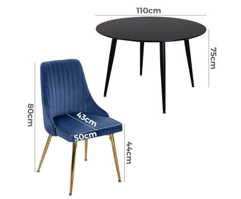 Blue Velvet Bistro Dining Set