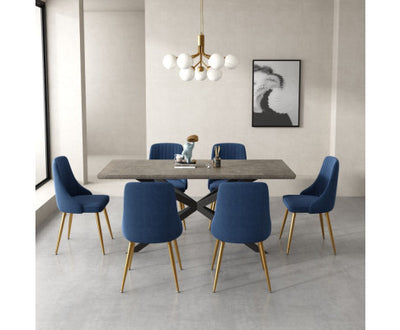 Dining Delight: Rectangular Table and Navy Velvet Chairs Dining Set