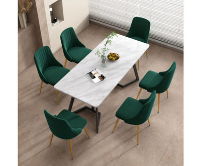 Marbleous Green Velvet Dining Set