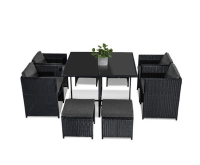 Horrocks 8 Seater Outdoor Dining Set – Black