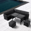 Ella 8-Seater Modular Outdoor Garden Lounge and Dining Set with Table and Stools in Black