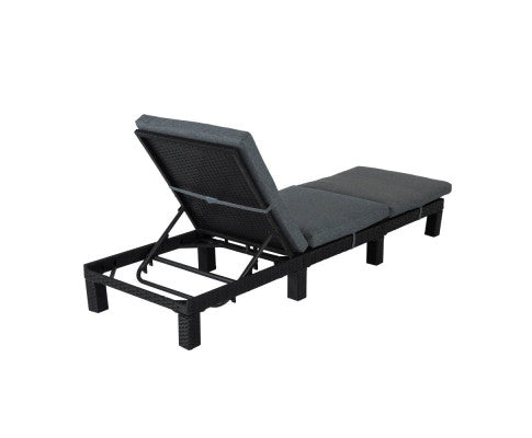 Black Rattan Sunlounge Set with Joining Coffee Table