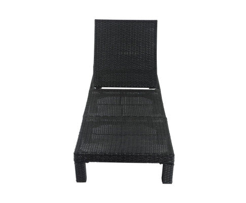 Black Rattan Sunlounge Set with Joining Coffee Table