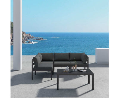 Outdoor Charcoal Grey Minimalist 5 Piece Lounge Set