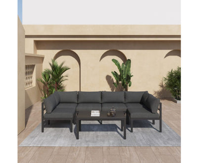 Outdoor Minimalist Charcoal Grey 7-Piece Lounge Set