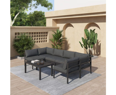 Outdoor Minimalist Charcoal Grey 7-Piece Lounge Set