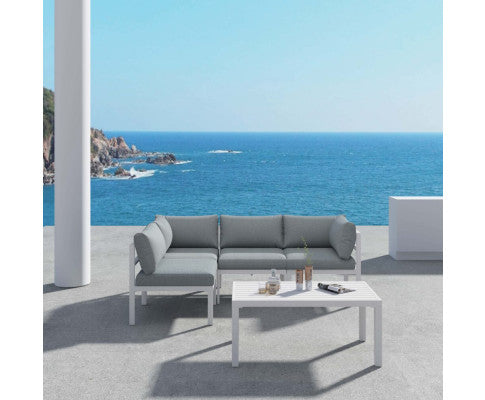 Outdoor White Modern 5 Piece Lounge Set