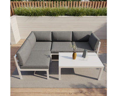 Outdoor White Modern 5 Piece Lounge Set