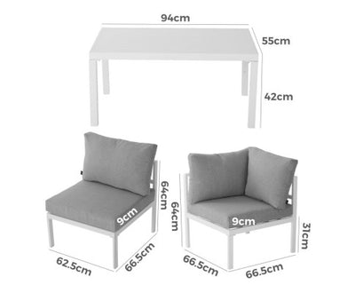 Outdoor White Modern 5 Piece Lounge Set