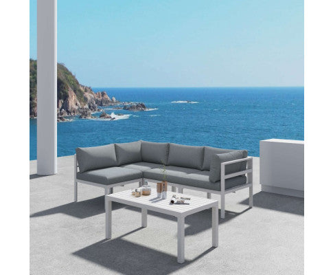 Outdoor White Modern 5 Piece Lounge Set