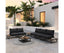 Modern Outdoor 7 Piece Lounge Set with Slatted Polywood Design Tables