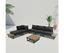 Modern Outdoor 7 Piece Lounge Set with Slatted Polywood Design Tables