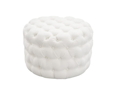 Bouclé White Ottoman-Round