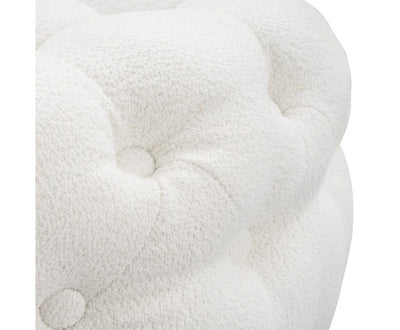 Bouclé White Ottoman-Round