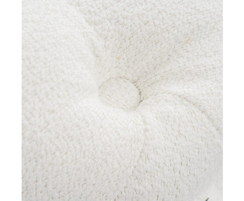 Bouclé White Ottoman-Round