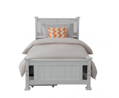 Double Solid Pine Timber Bed Frame-White