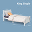 King Single Solid Pine Timber Bed Frame White