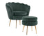 La Bella Shell Scallop Green Armchair Accent Chair Velvet + Round Ottoman Footstool